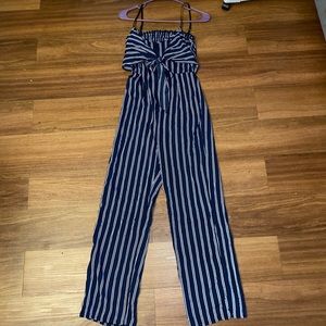 navy striped jumpsuit
